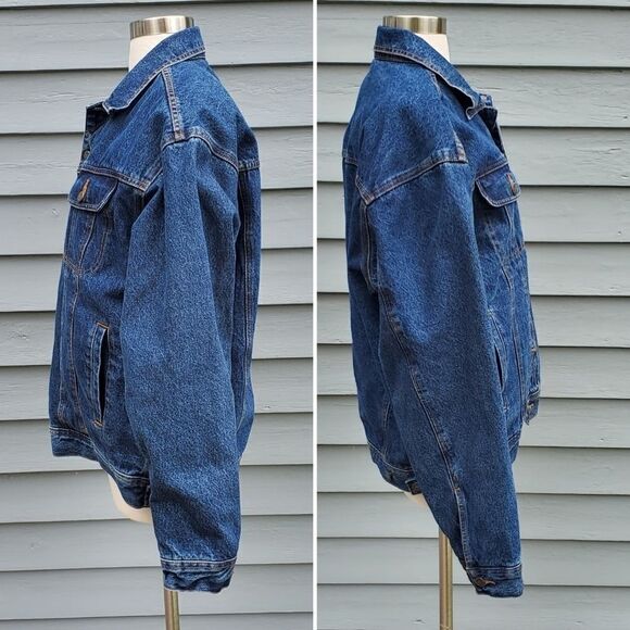 Vintage 90s y2k Wrangler Rugged Wear Buffalo Check Plaid Denim Jean Jacket Lg - Picture 3 of 6
